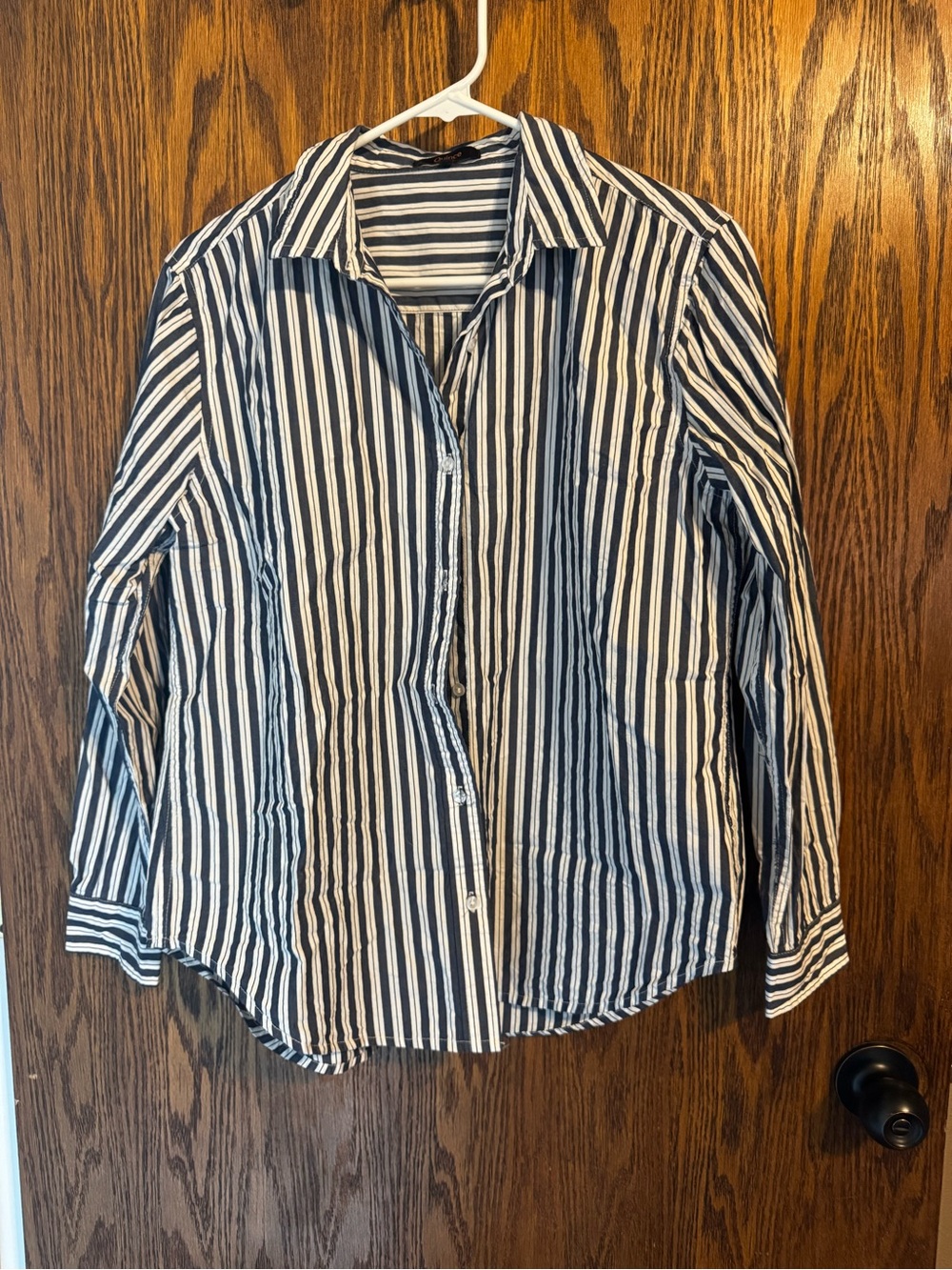 Quince Navy and White Striped Shirt